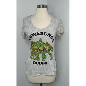 Teenage Mutant Ninja Turtles Mighty Fine Women T-shirt SZ M Gray Cowabunga Dudes